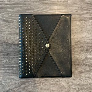 Rebecca Minkoff black leather spiked iPad case